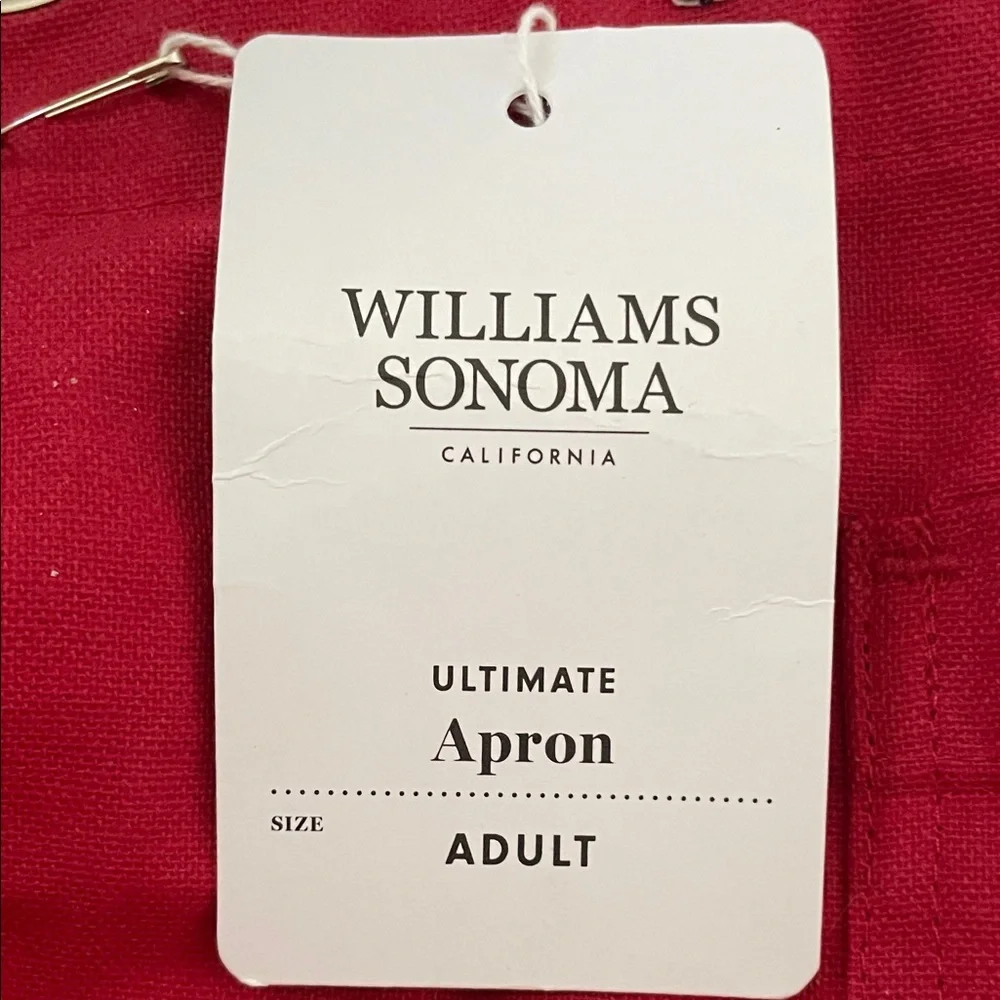 Williams Sonoma Red Canvas Utility Apron Dress with Cream Straps